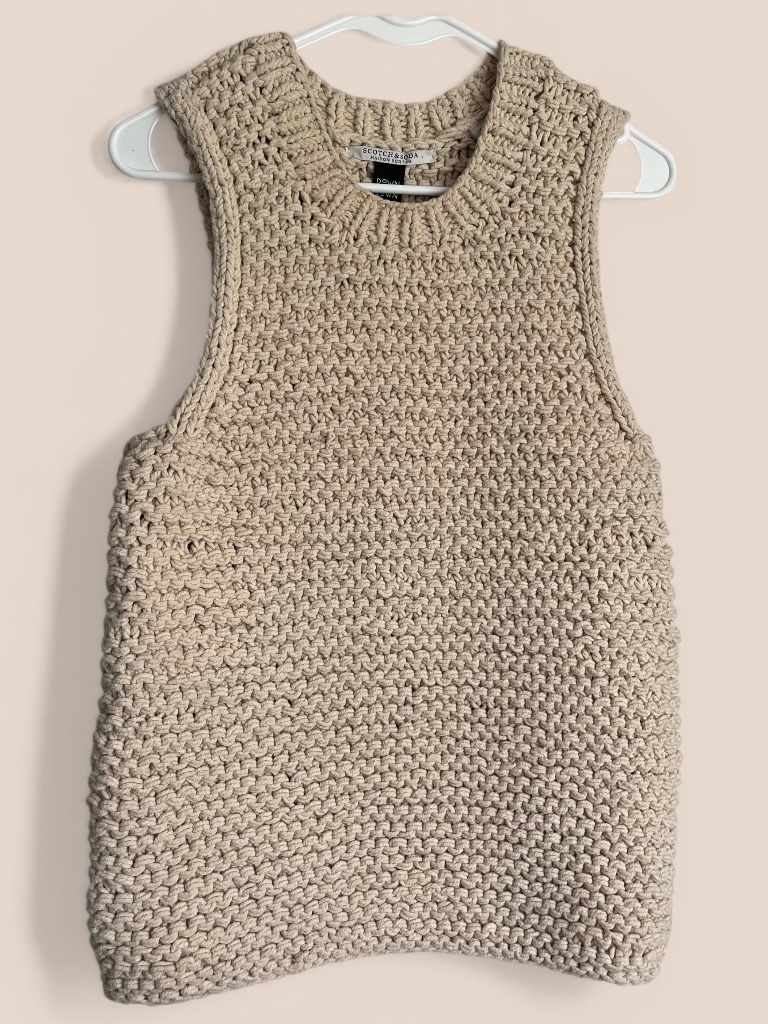 Scotch & Soda Chunky Cotton Tan Sweater Vest Size S
